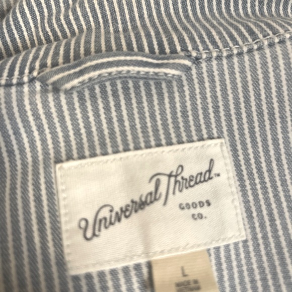 Xmas Sale! Women’s Long Sleeve Denim Jacket, Light Blue Striped, Size Large - Picture 8 of 10